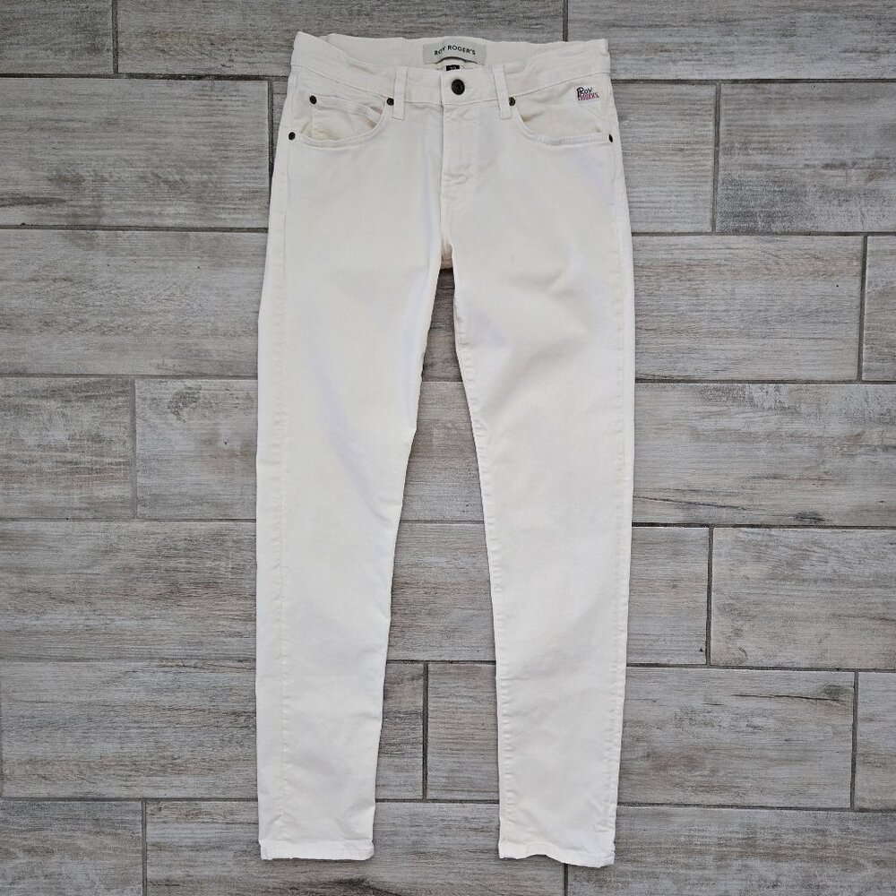 Roy Rogers 517 Plain Jeans Men Cream Stretch Denim Slim Fit 32